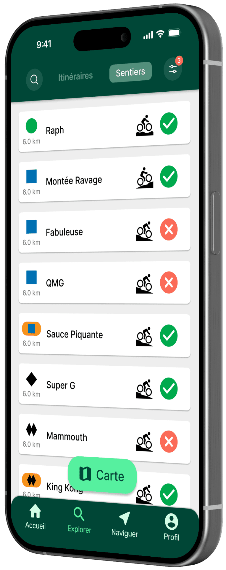 Sherpa trails management app mockup